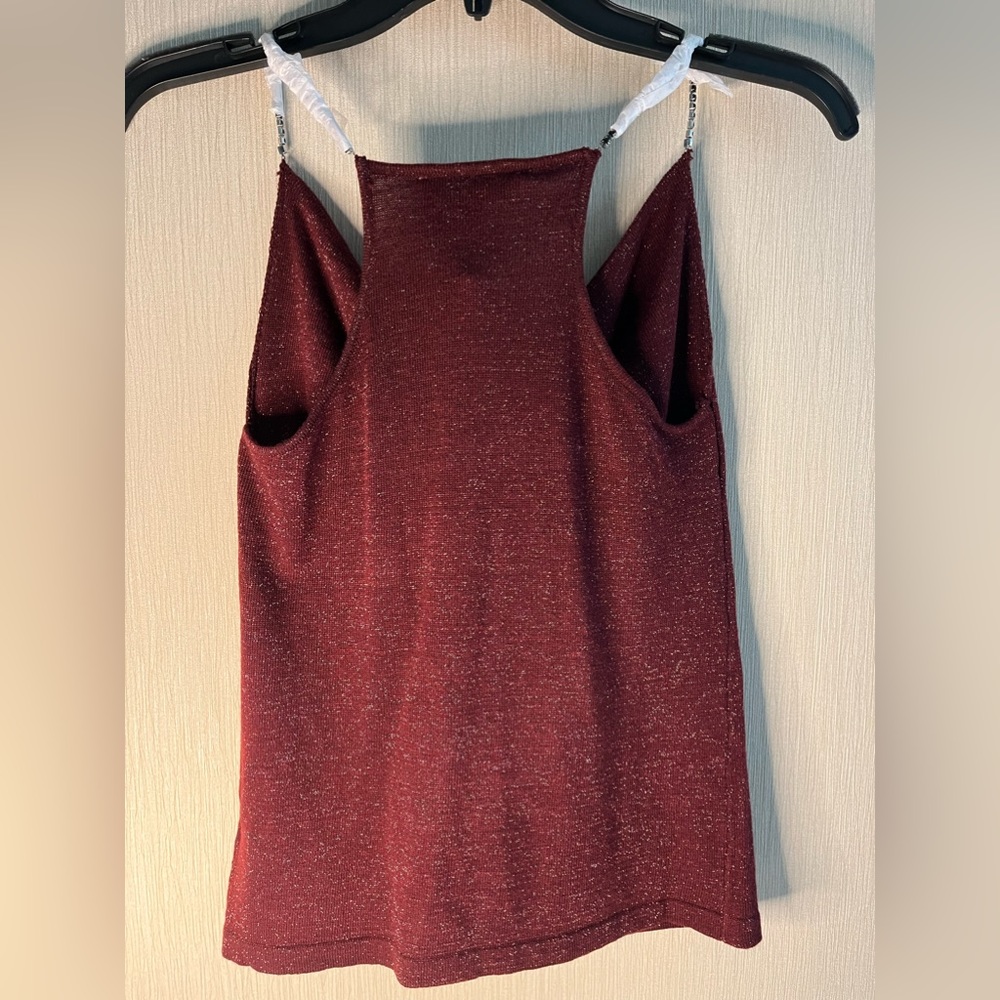 Sam Edelman Luxurious Knitted Holiday Top w/Metallic Yarn & Rhinestone Straps XS - Picture 5 of 14